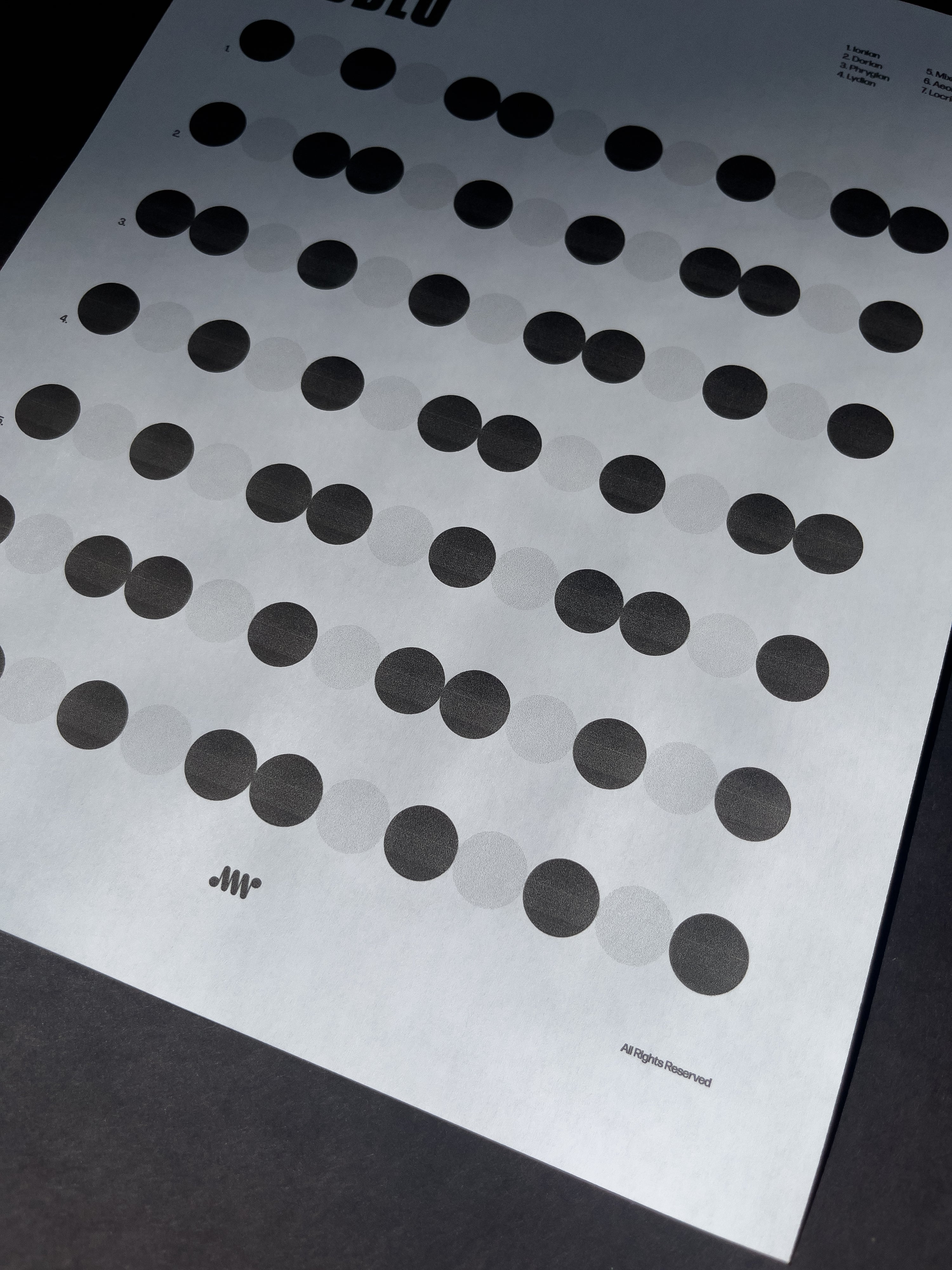 Music Modes Chart PDF, Dot Design, Printable Digital Download