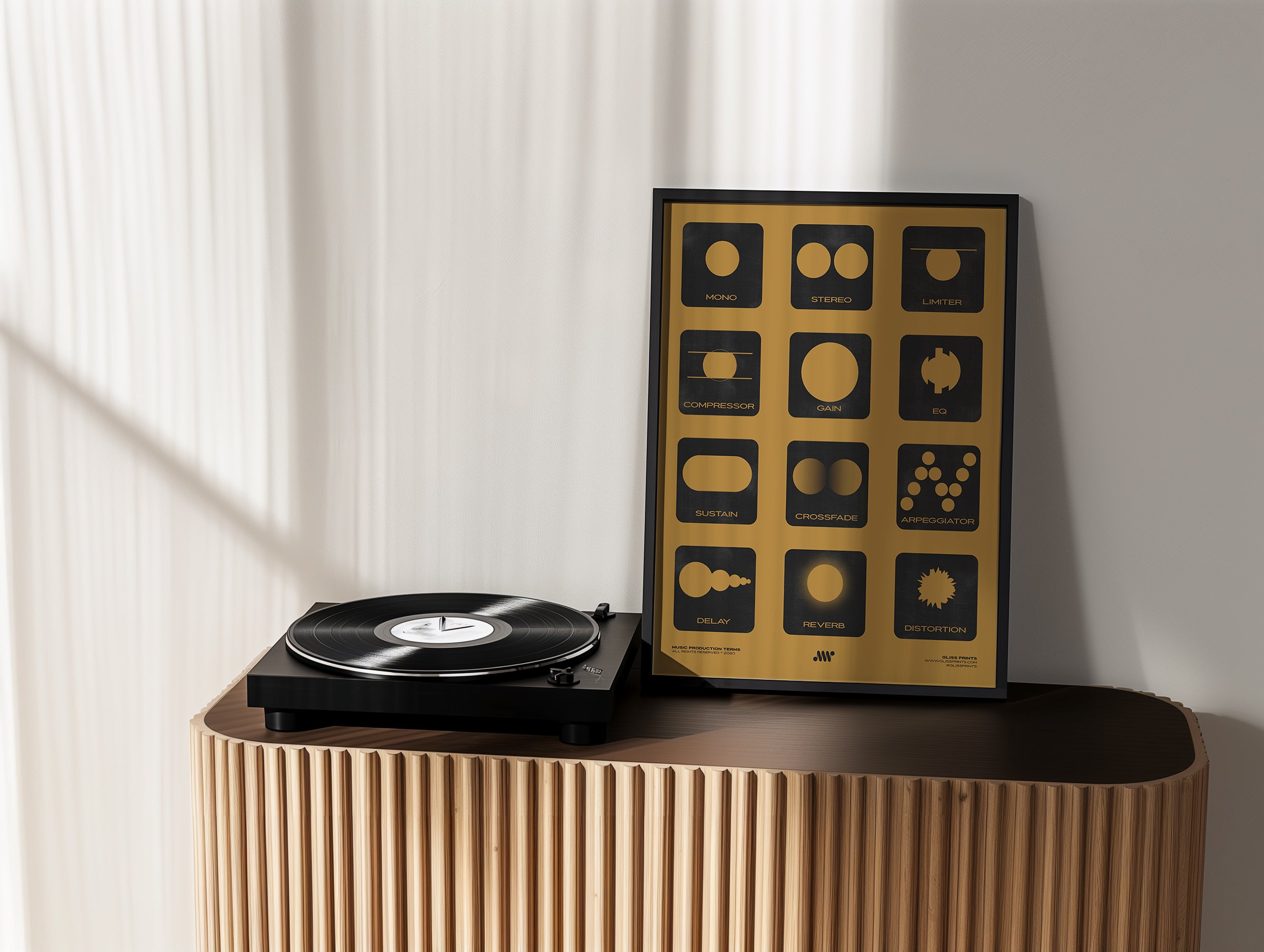 Music Production Terms, Graphic Representation, Yellow – Gliss Prints