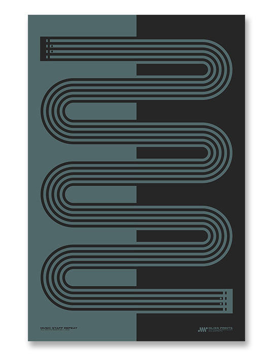 Music Staff Repeat Sign Print, Blue