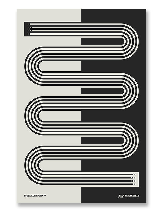 Music Staff Repeat Sign Print, Cream
