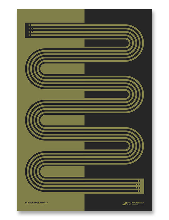 Music Staff Repeat Sign Print, Green