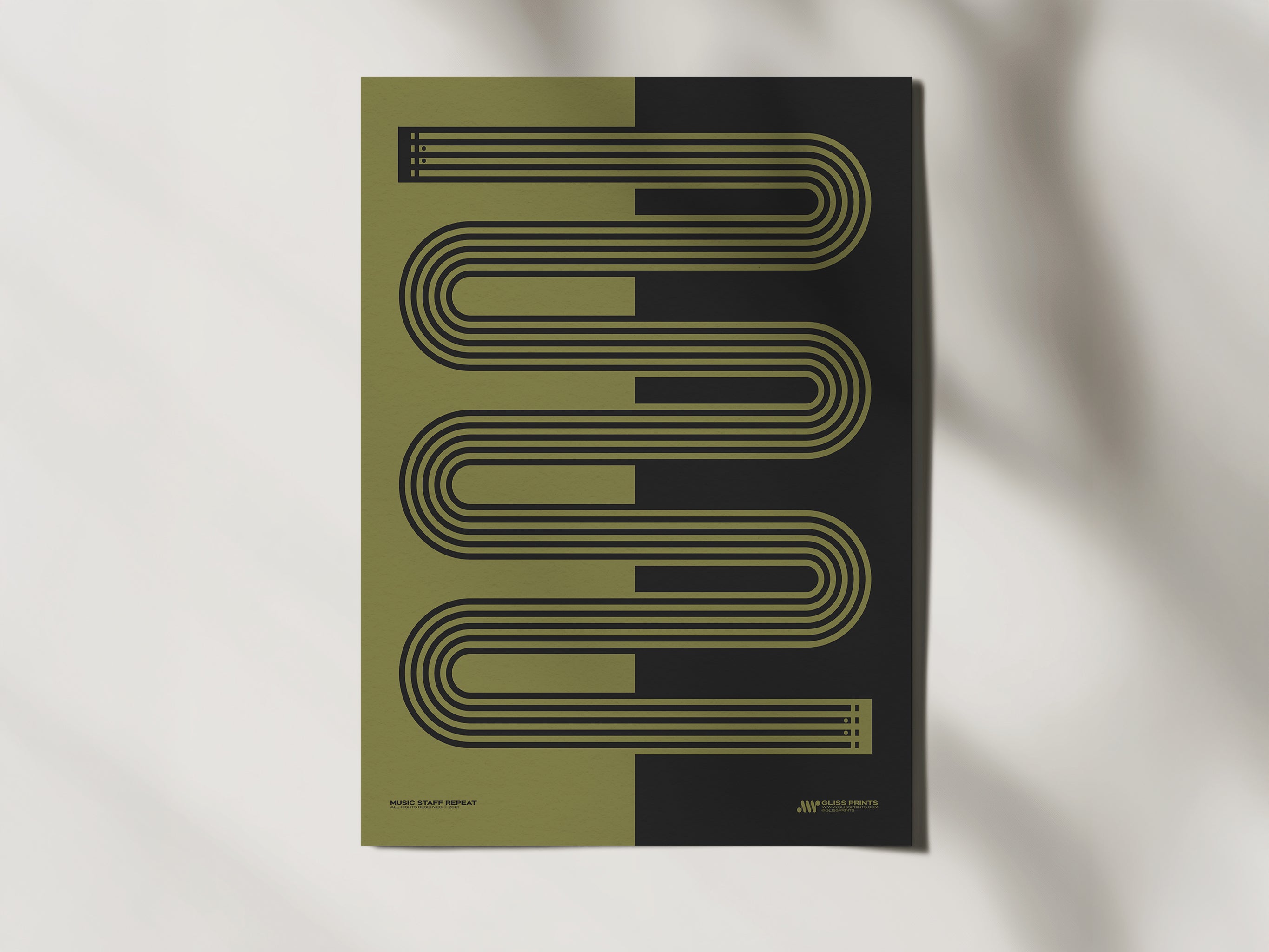 Music Staff Repeat Sign Print, Green