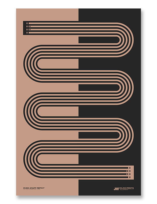 Music Staff Repeat Sign Print, Pink