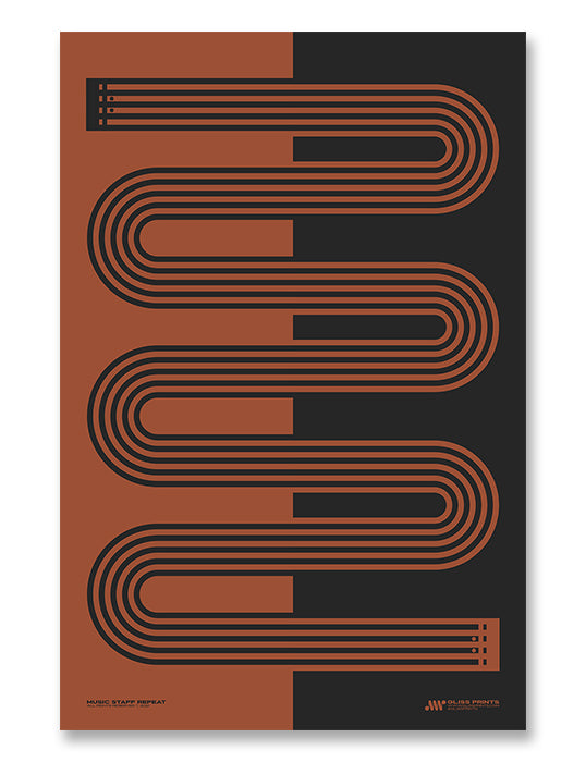 Music Staff Repeat Sign Print, Red
