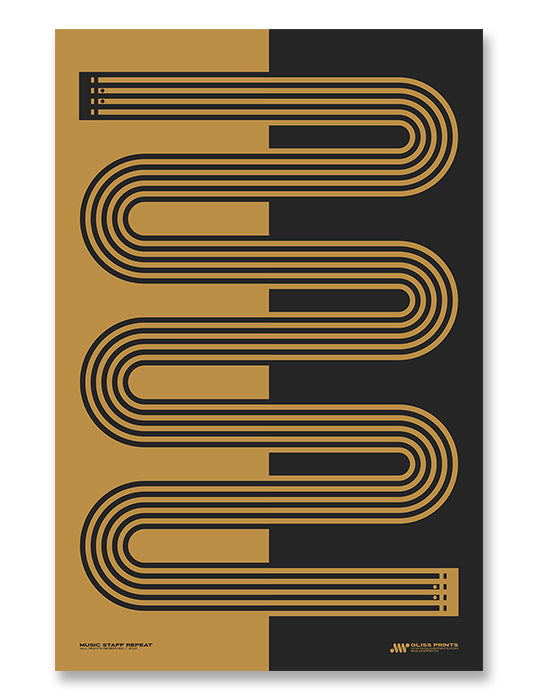 Music Staff Repeat Sign Print, Yellow
