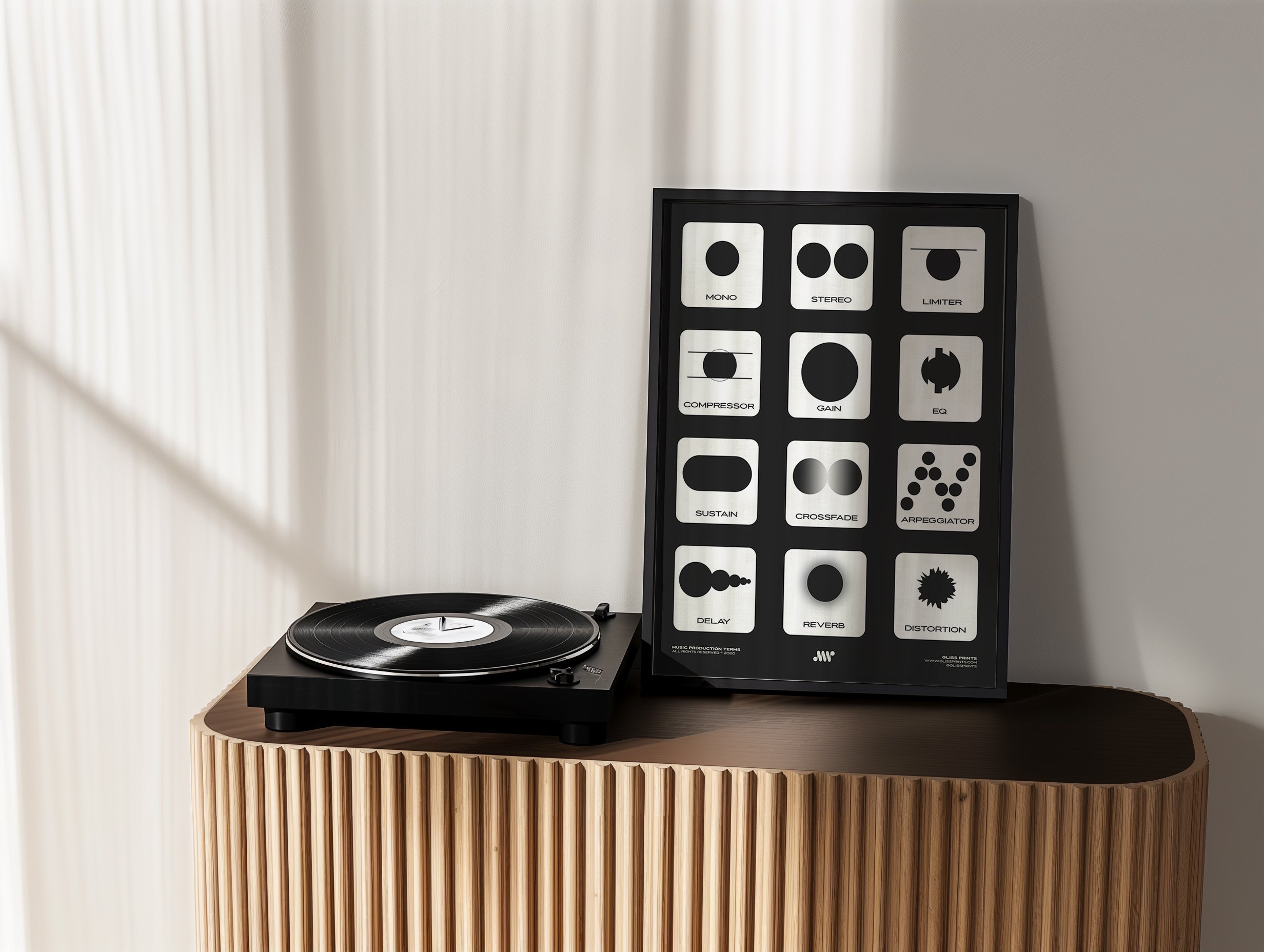 Music Production Terms, Graphic Representation, Black – Gliss Prints