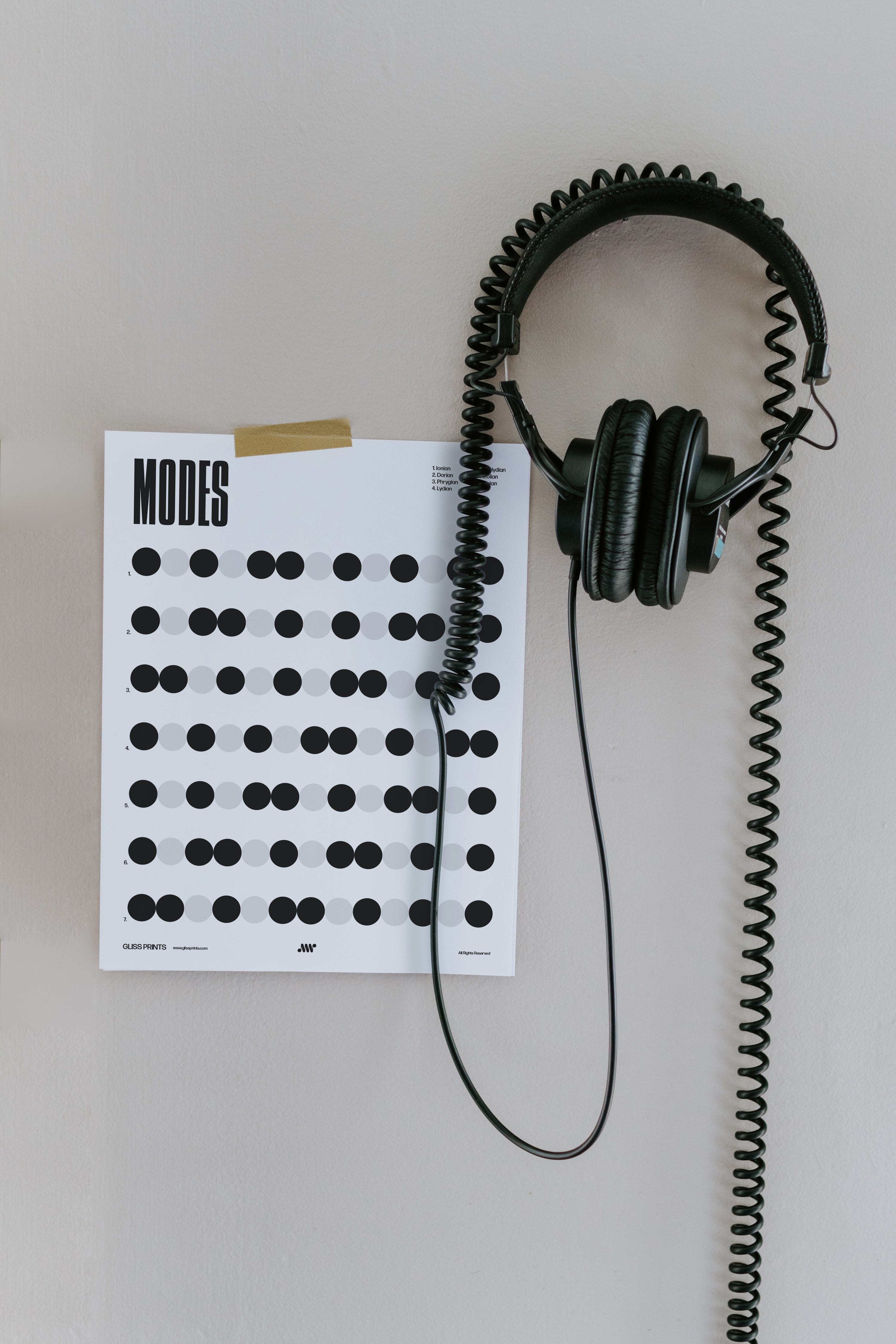 Music Modes Chart PDF, Dot Design, Printable Digital Download Gliss