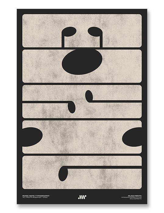 M-U-S-I-C Typography Poster, Black