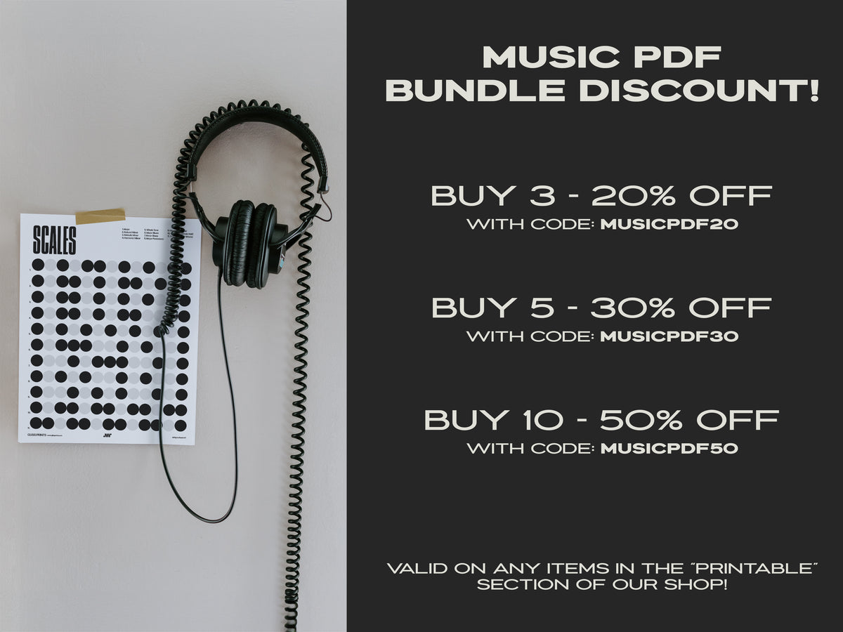 Music Modes Chart PDF, Dot Design, Printable Digital Download Gliss