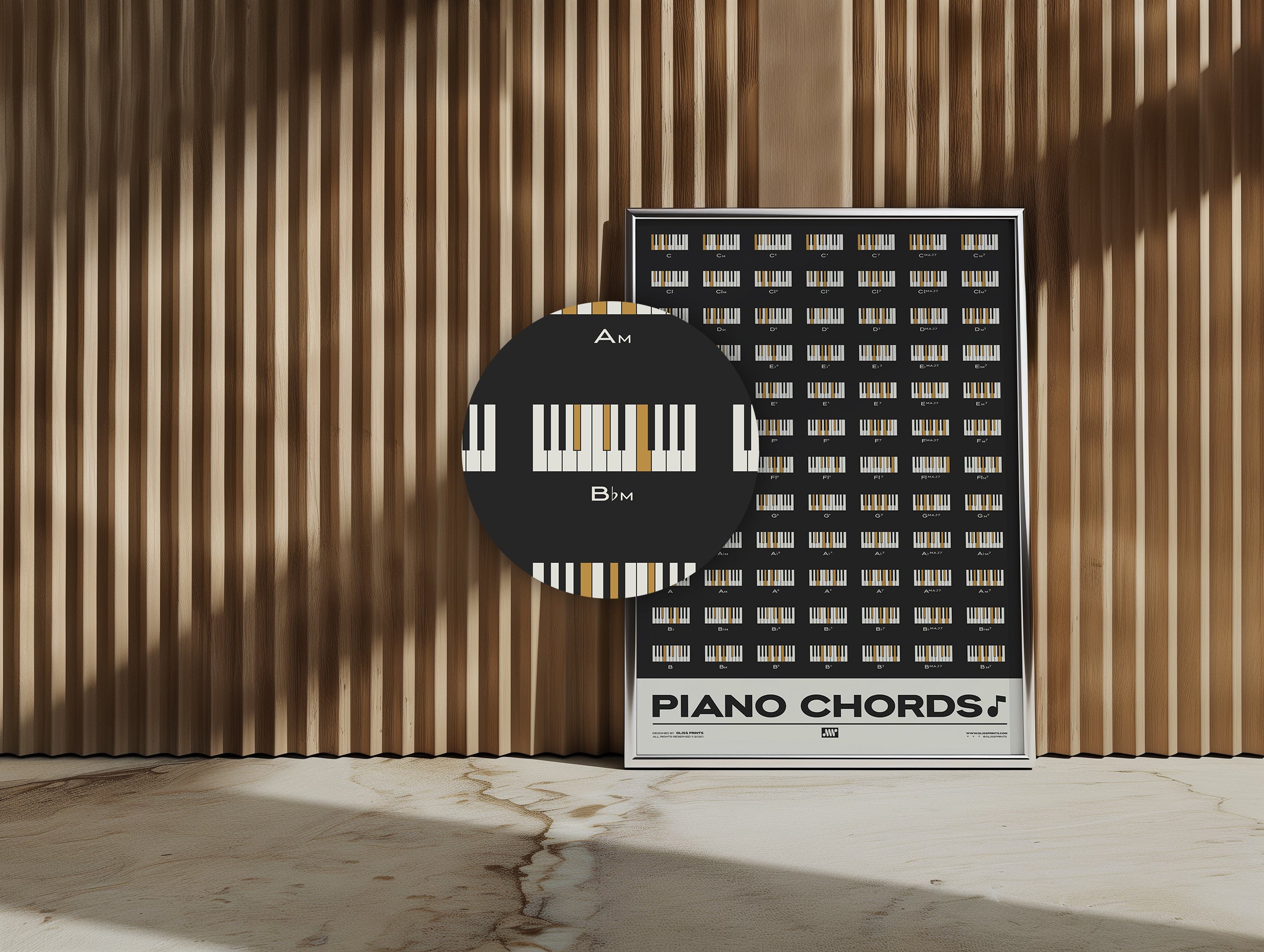 Piano Chords Chart, Black