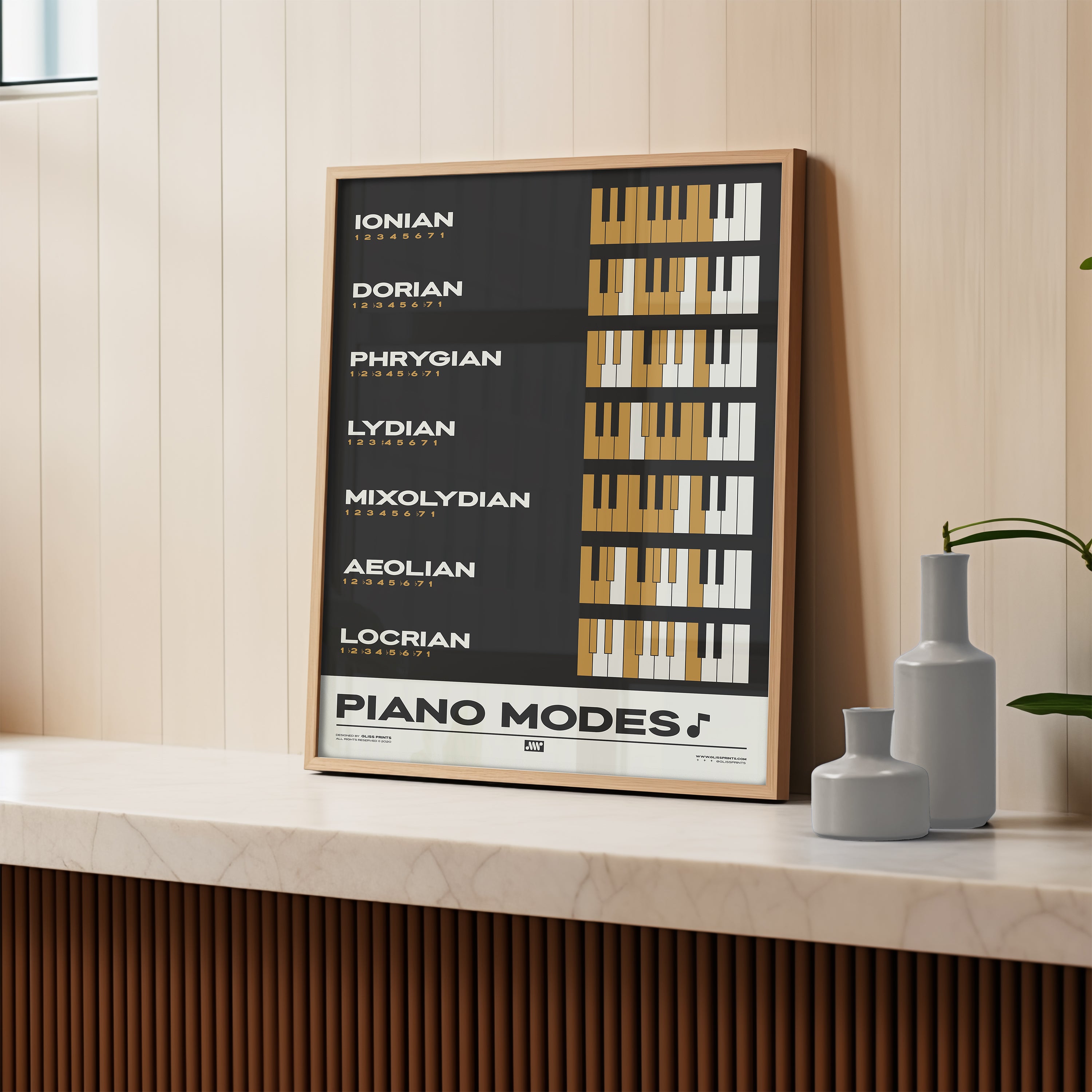 Piano Modes Poster, Black