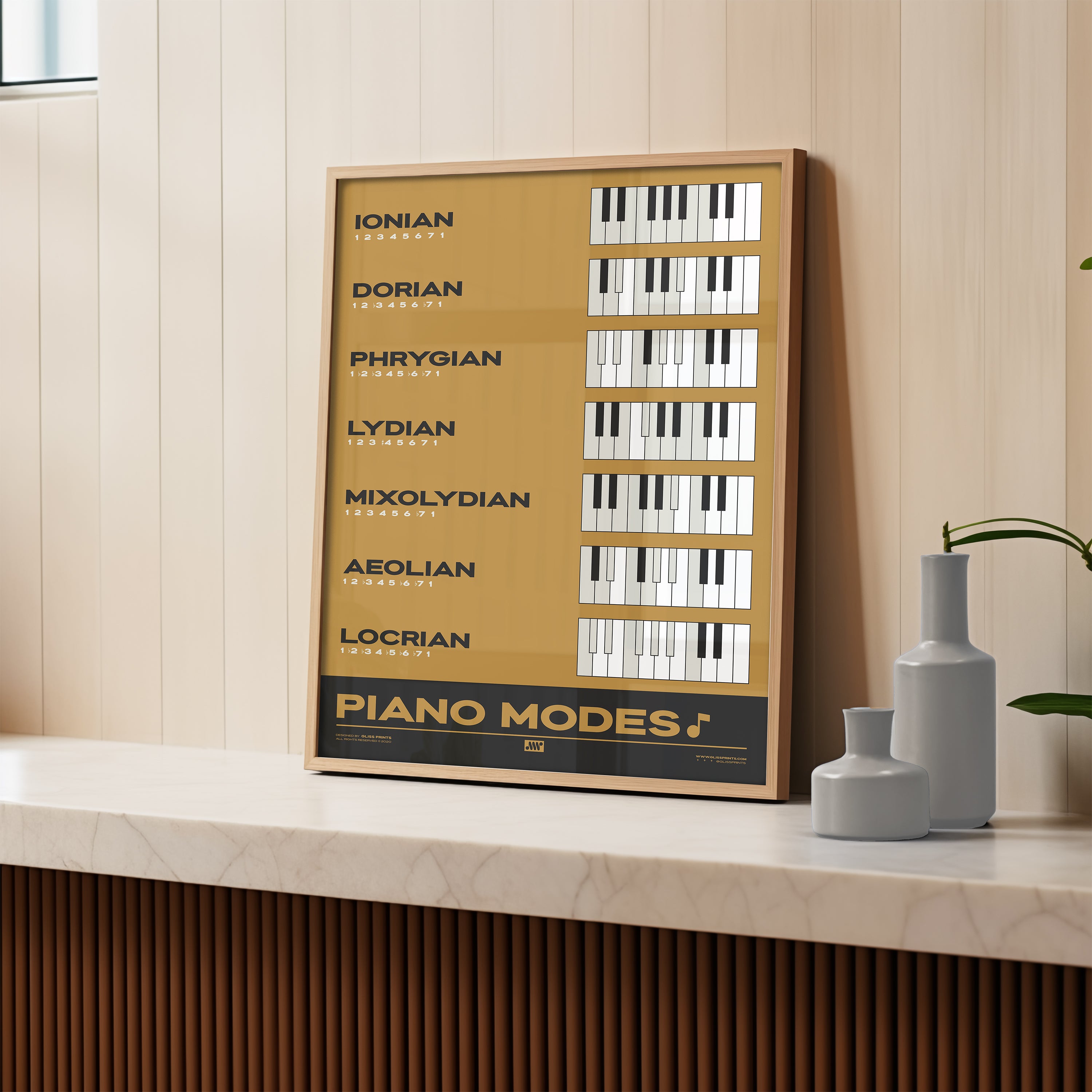 Piano Modes Poster, Yellow