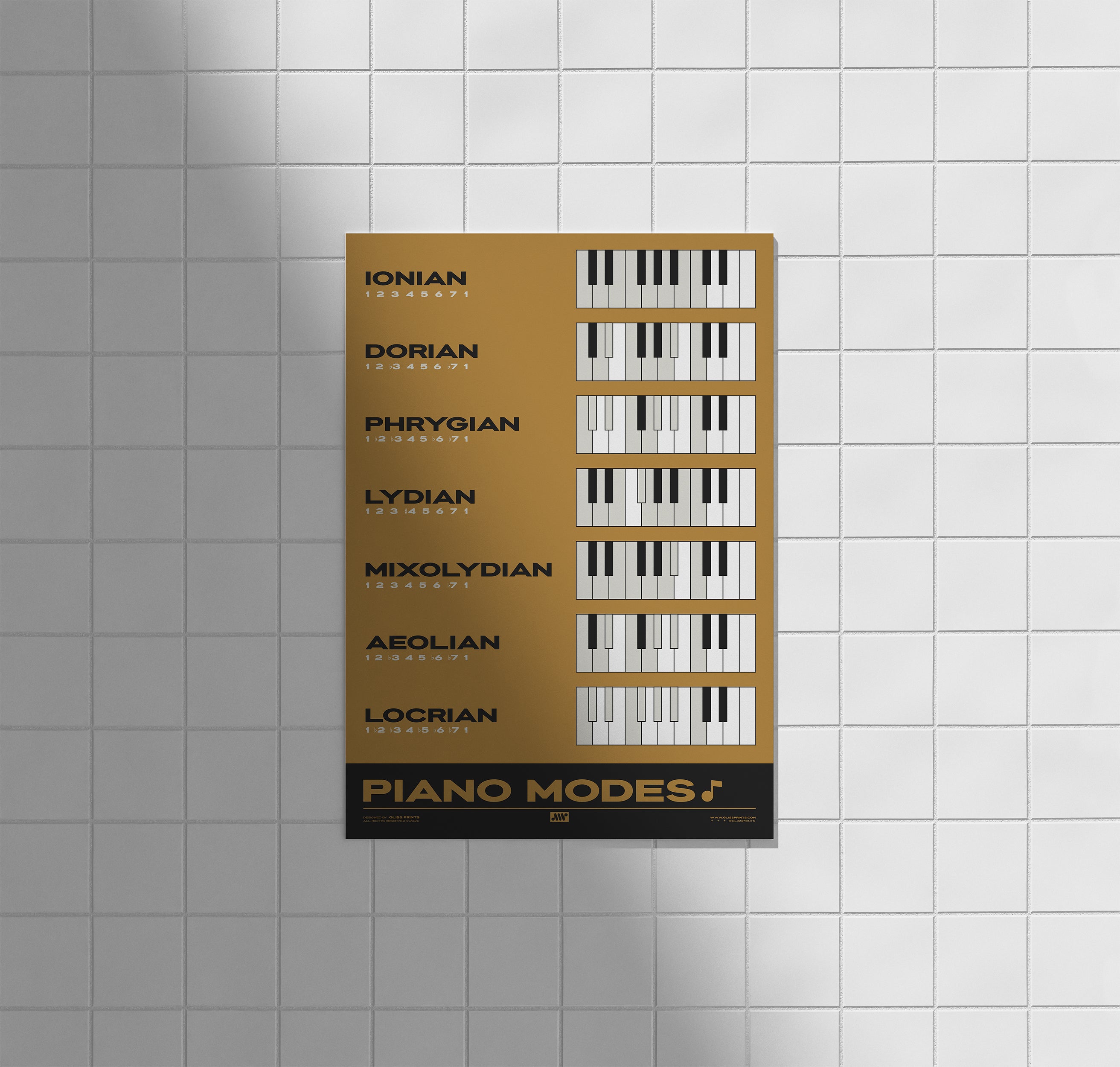 Piano Modes Poster, Yellow