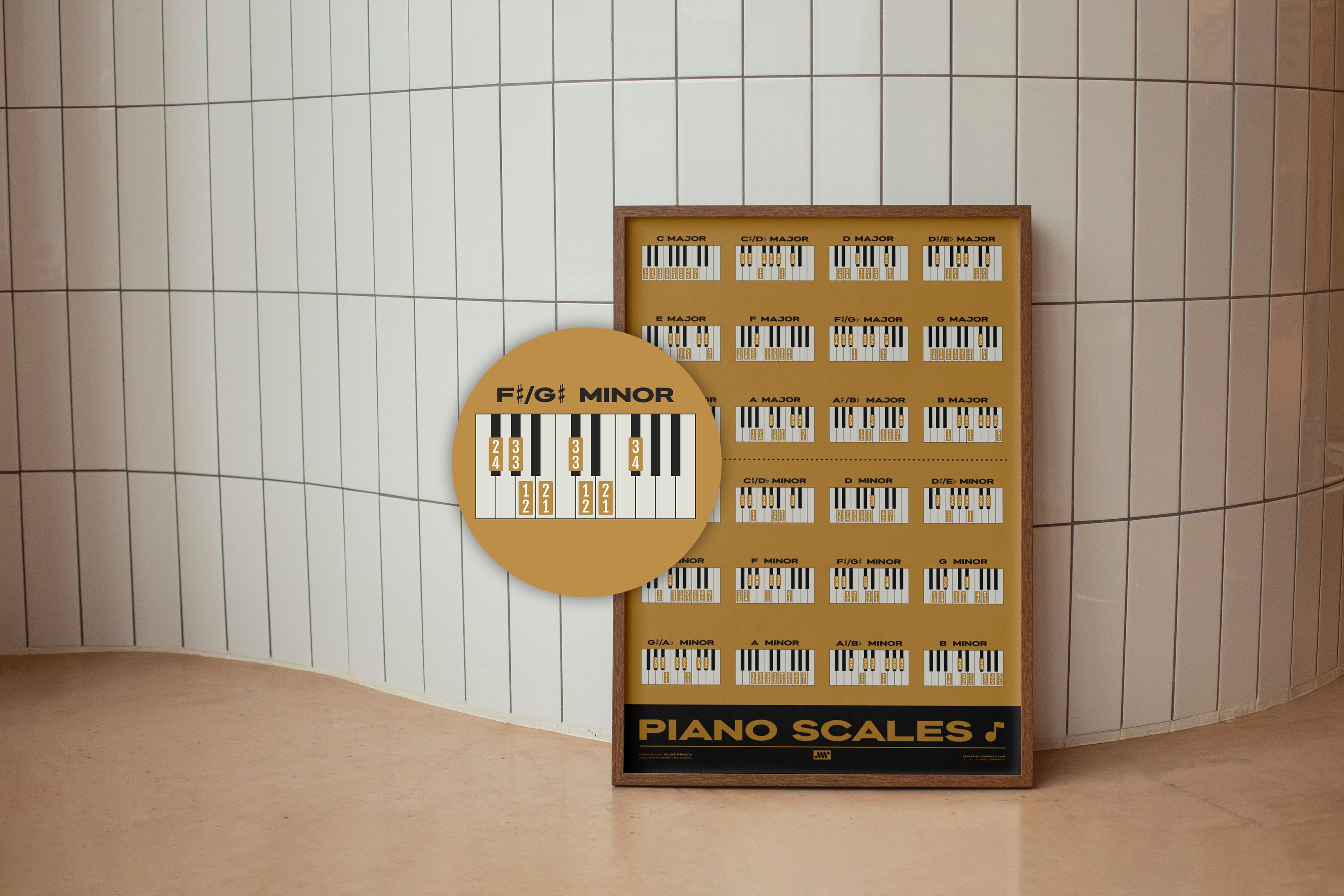 Piano Scales Chart, Yellow