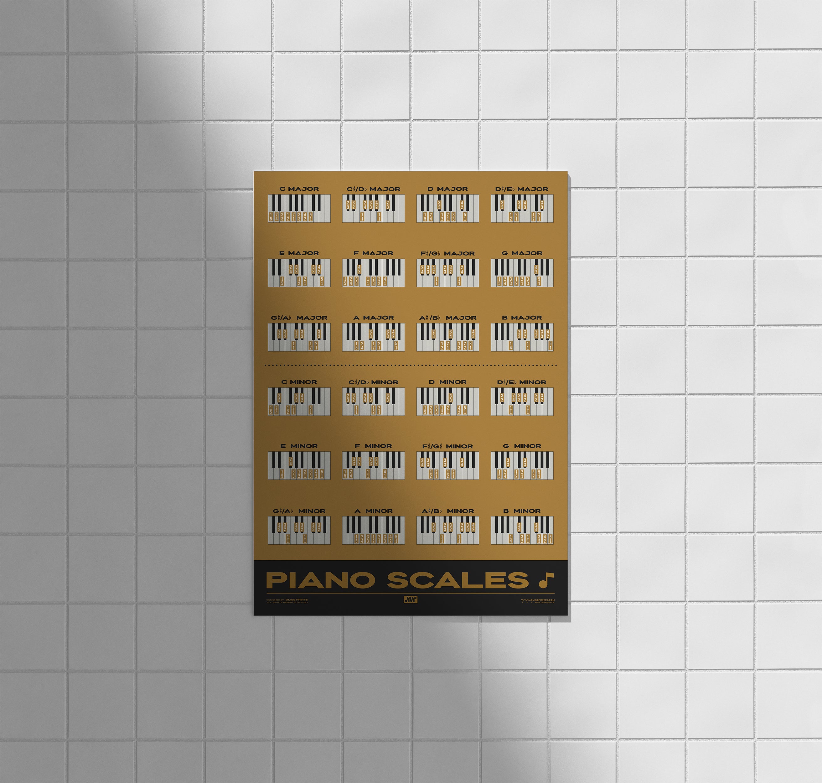 Piano Scales Chart, Yellow