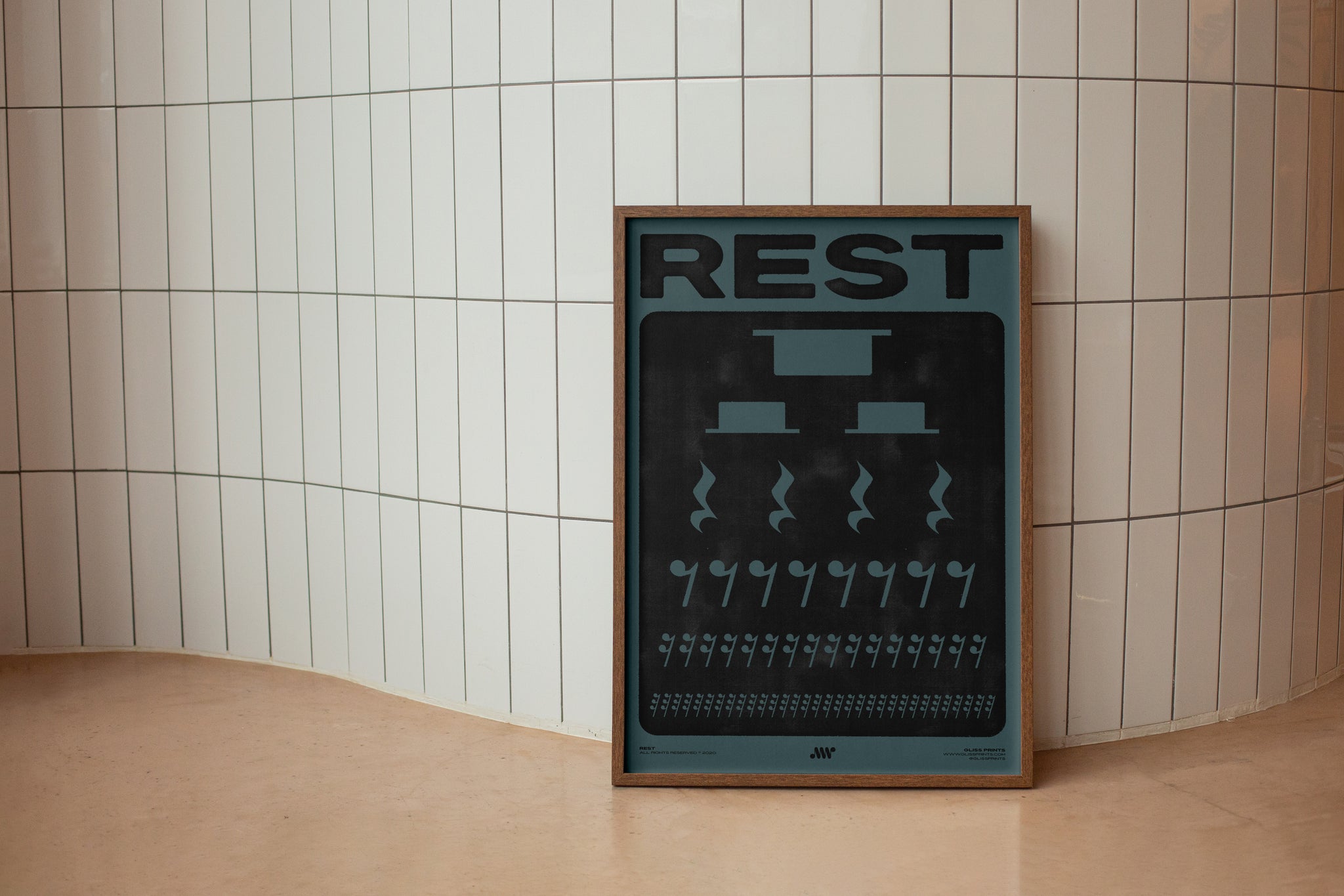 Music Rest Symbol Poster, Blue