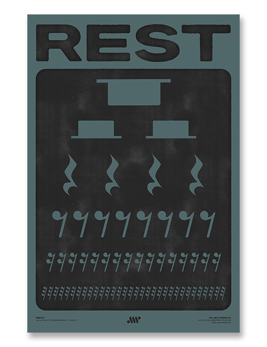 Music Rest Symbol Poster, Blue