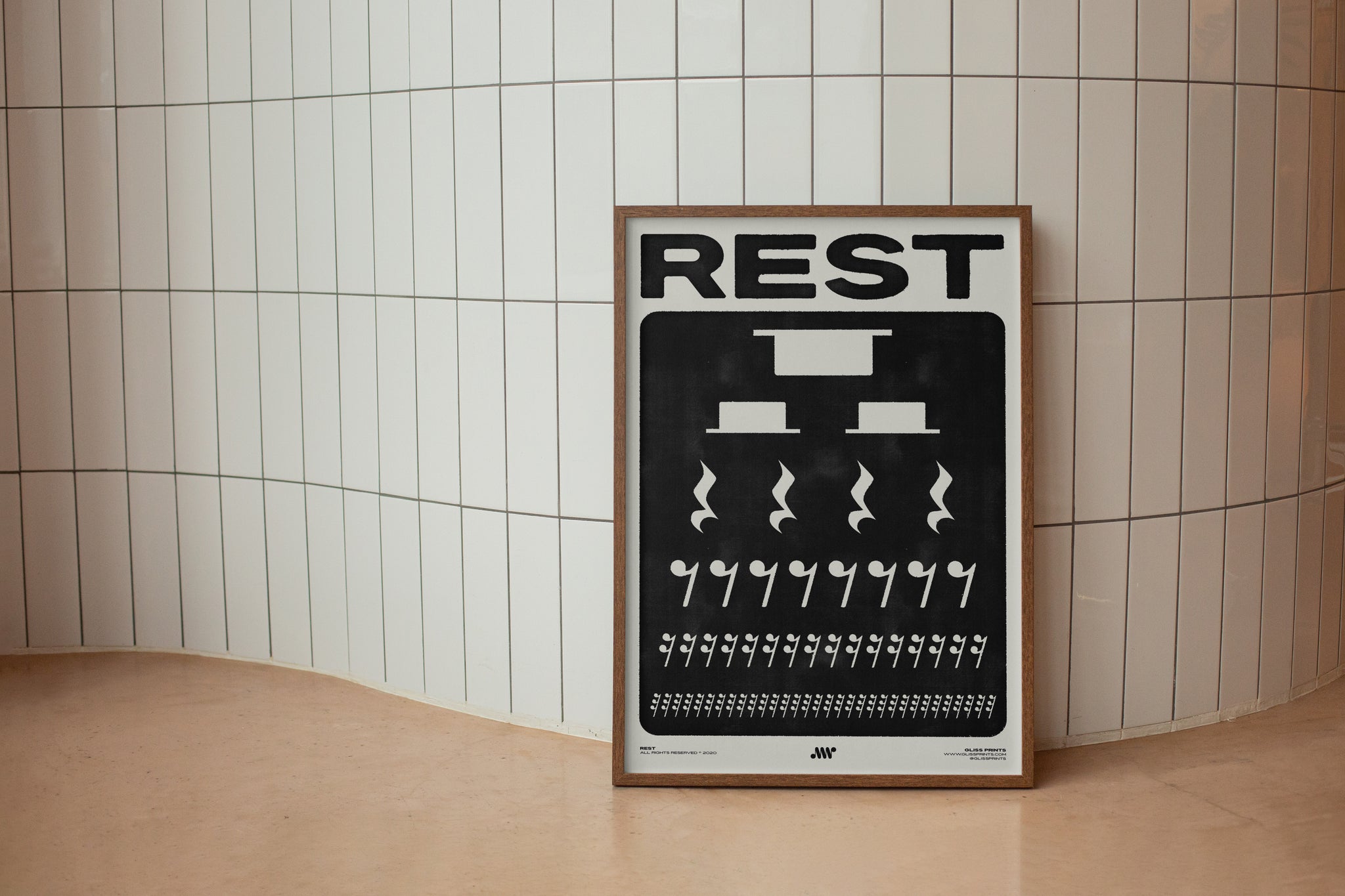 Music Rest Symbol Poster, Cream