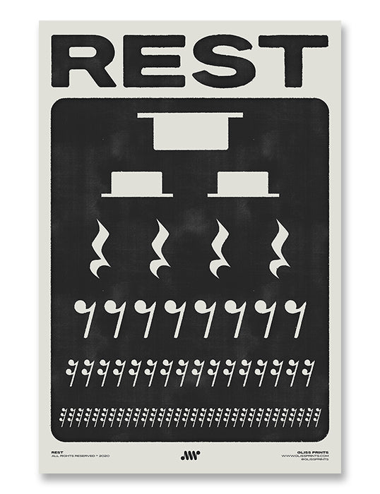 Music Rest Symbol Poster, Cream – Gliss Prints