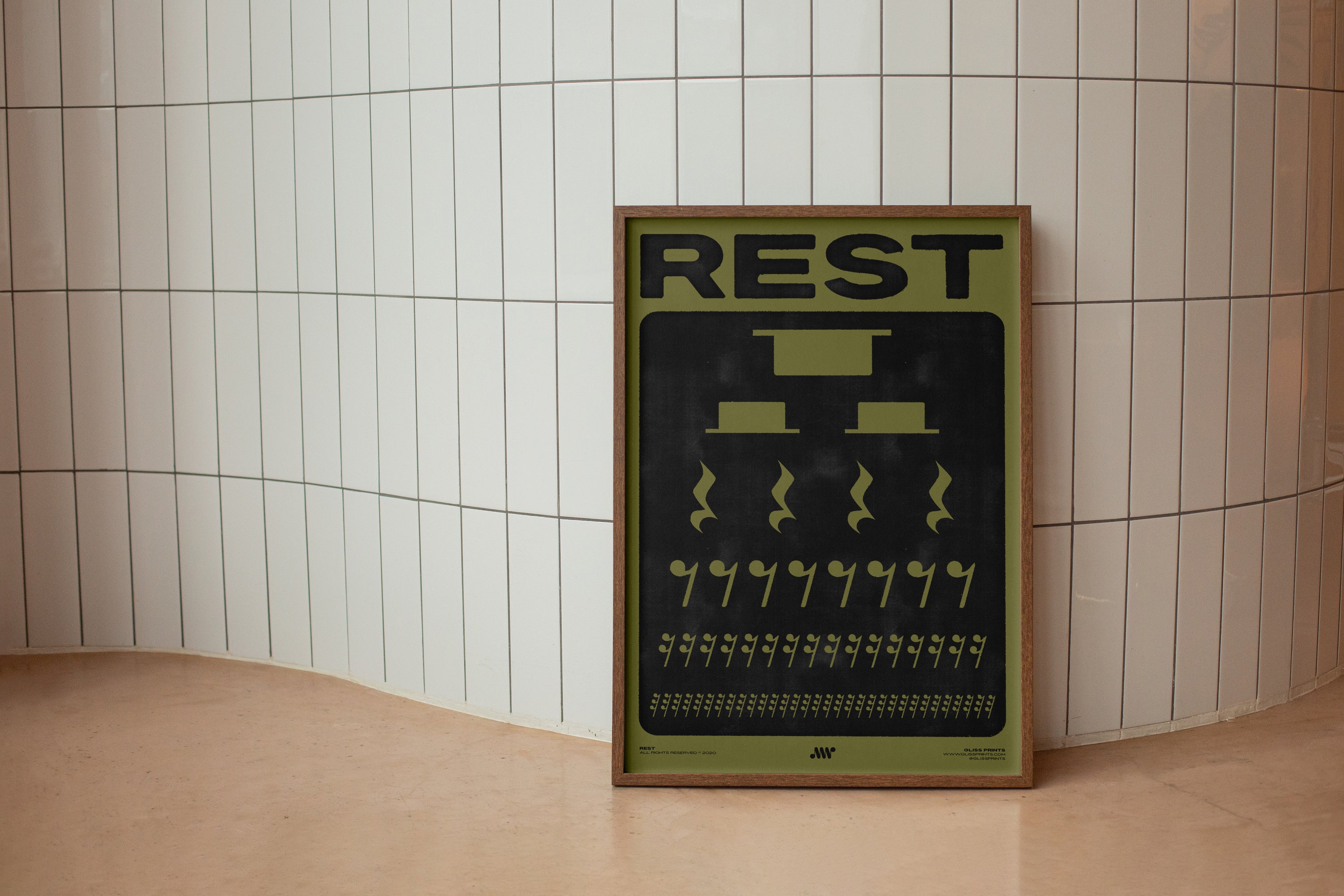 Music Rest Symbol Poster, Green