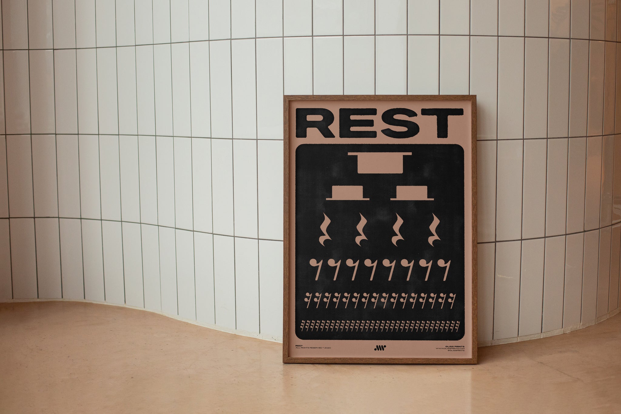 Music Rest Symbol Poster, Pink