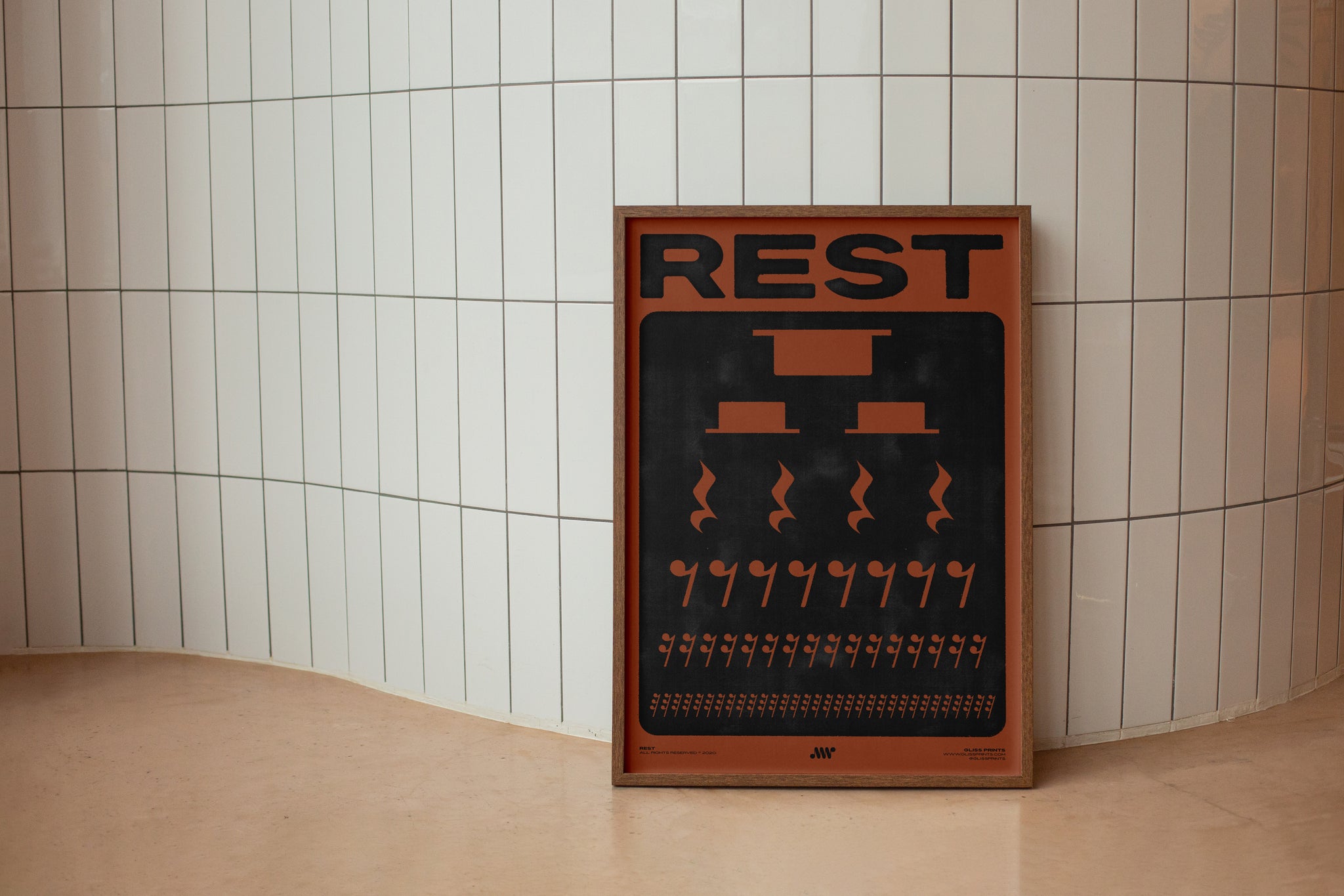 Music Rest Symbol Poster, Red