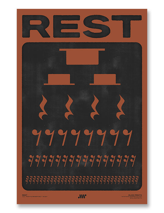 Music Rest Symbol Poster, Red