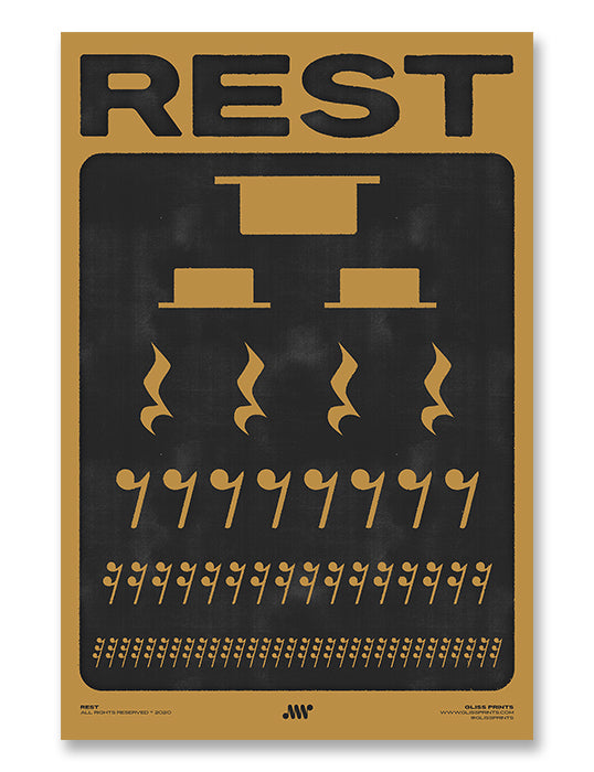 Music Rest Symbol Poster, Yellow