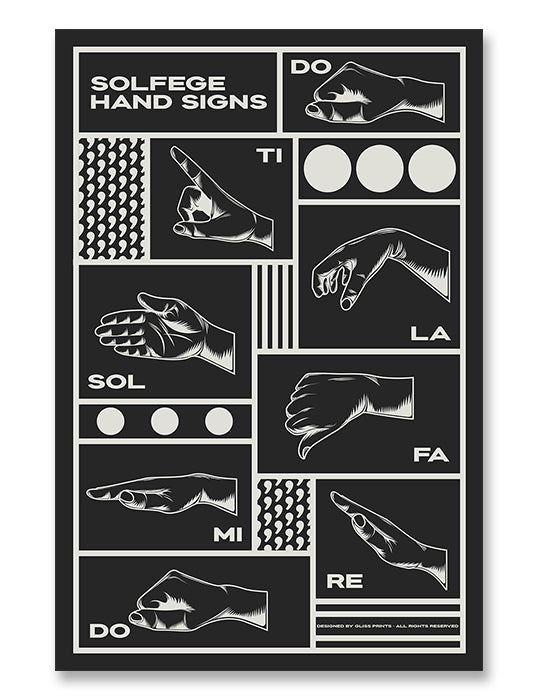 Solfege Hand Sign Poster, Black