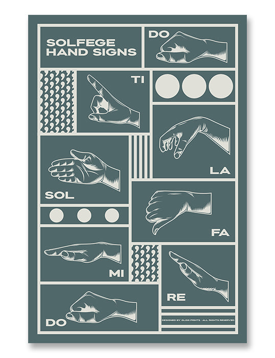 Solfege Hand Sign Poster, Blue