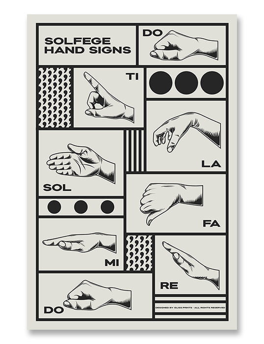 Solfege Hand Sign Poster, Cream