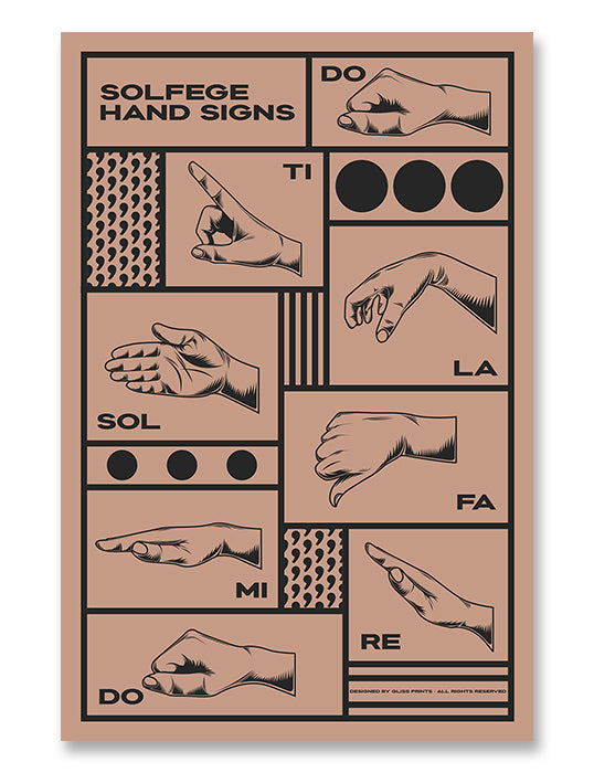 Solfege Hand Sign Poster, Pink