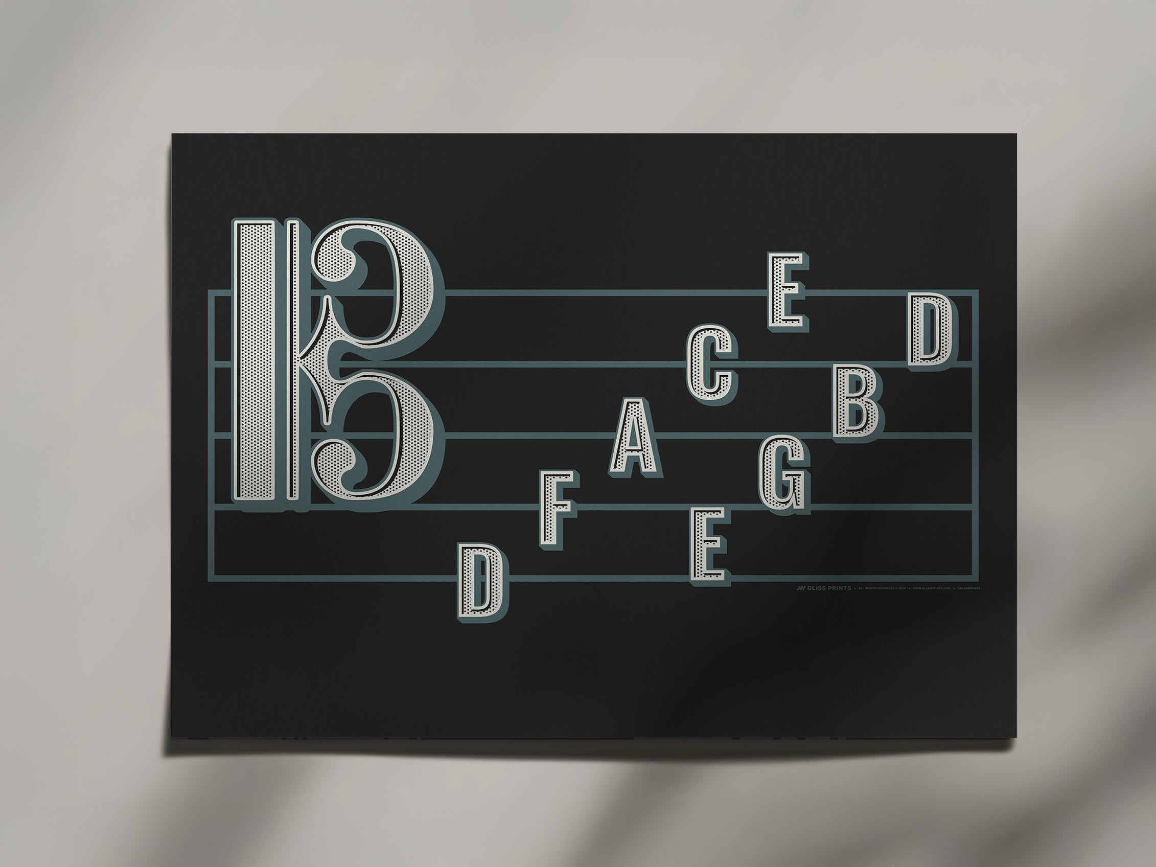Tenor Clef Note Names Poster, Black