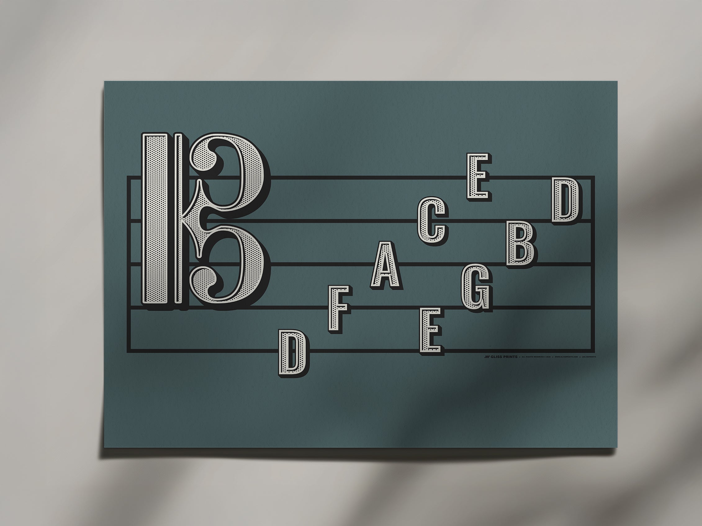 Tenor Clef Note Names Poster, Blue