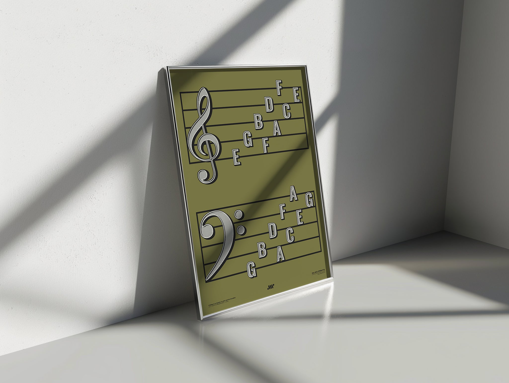 Rusty Clef Note Treble Clef Bass Clef Note Names Poster, Green – Gliss Prints