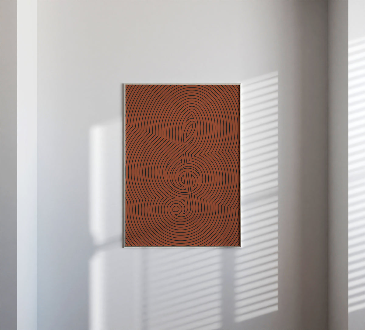 Treble Clef Poster, Striped Pattern Red