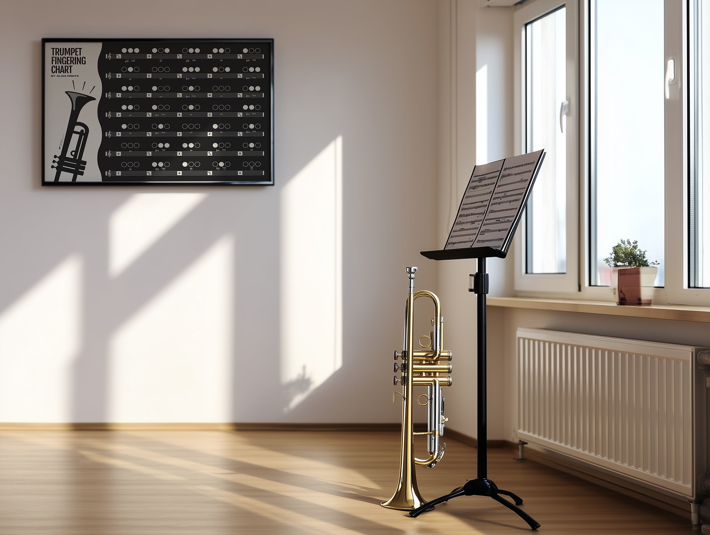 Trumpet Fingering Chart, Black
