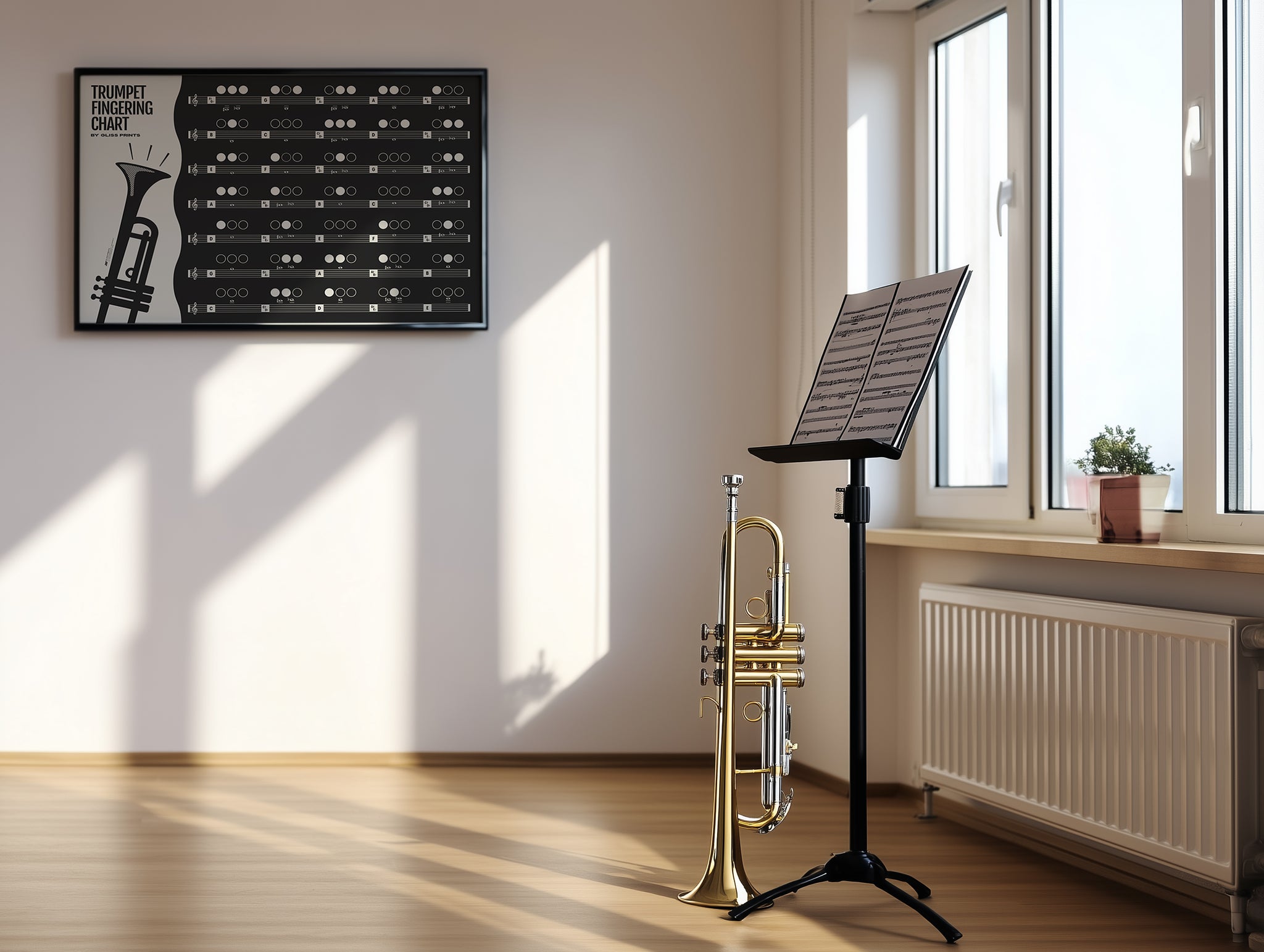 Trumpet Fingering Chart, Black