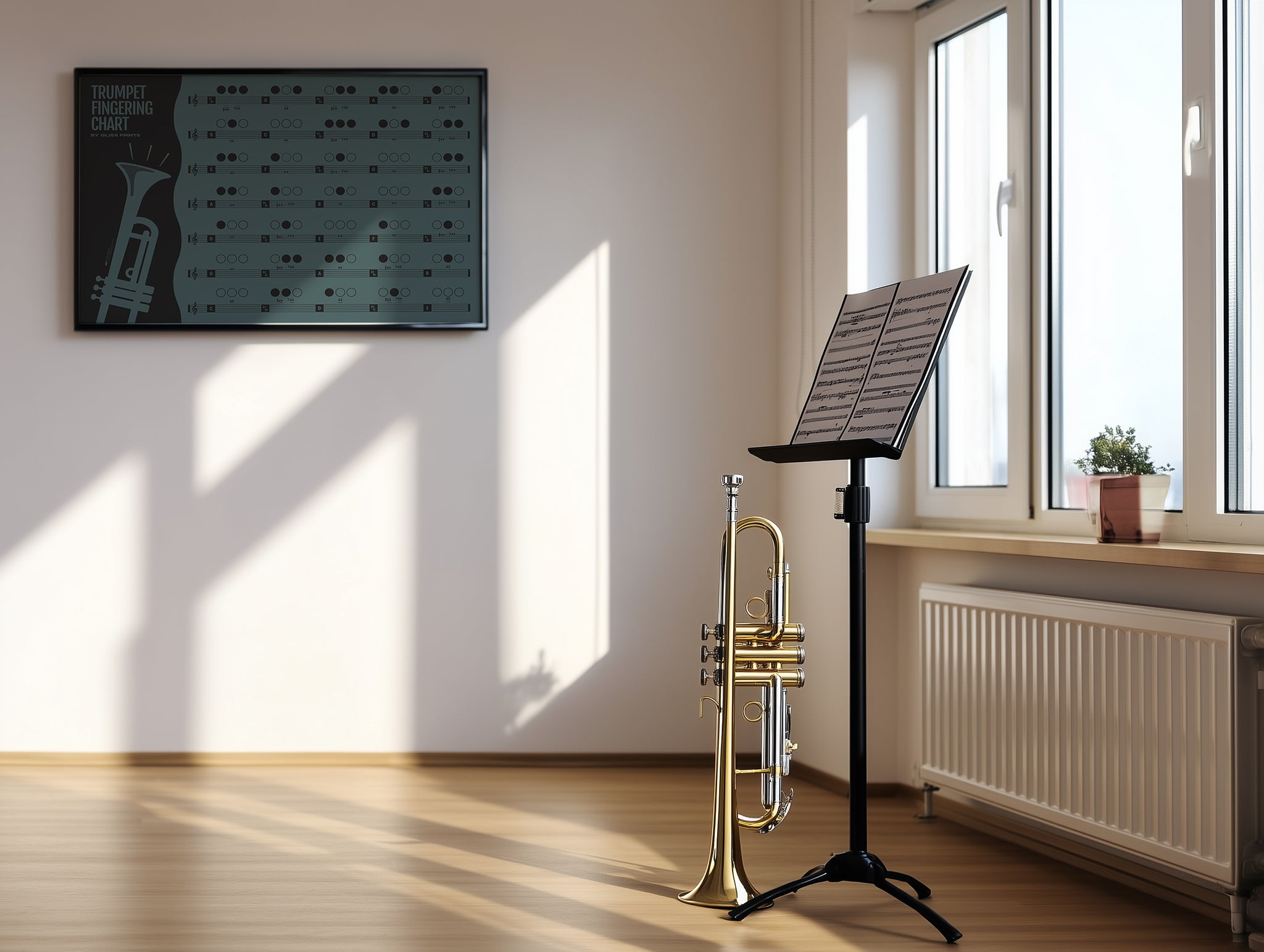 Trumpet Fingering Chart, Blue