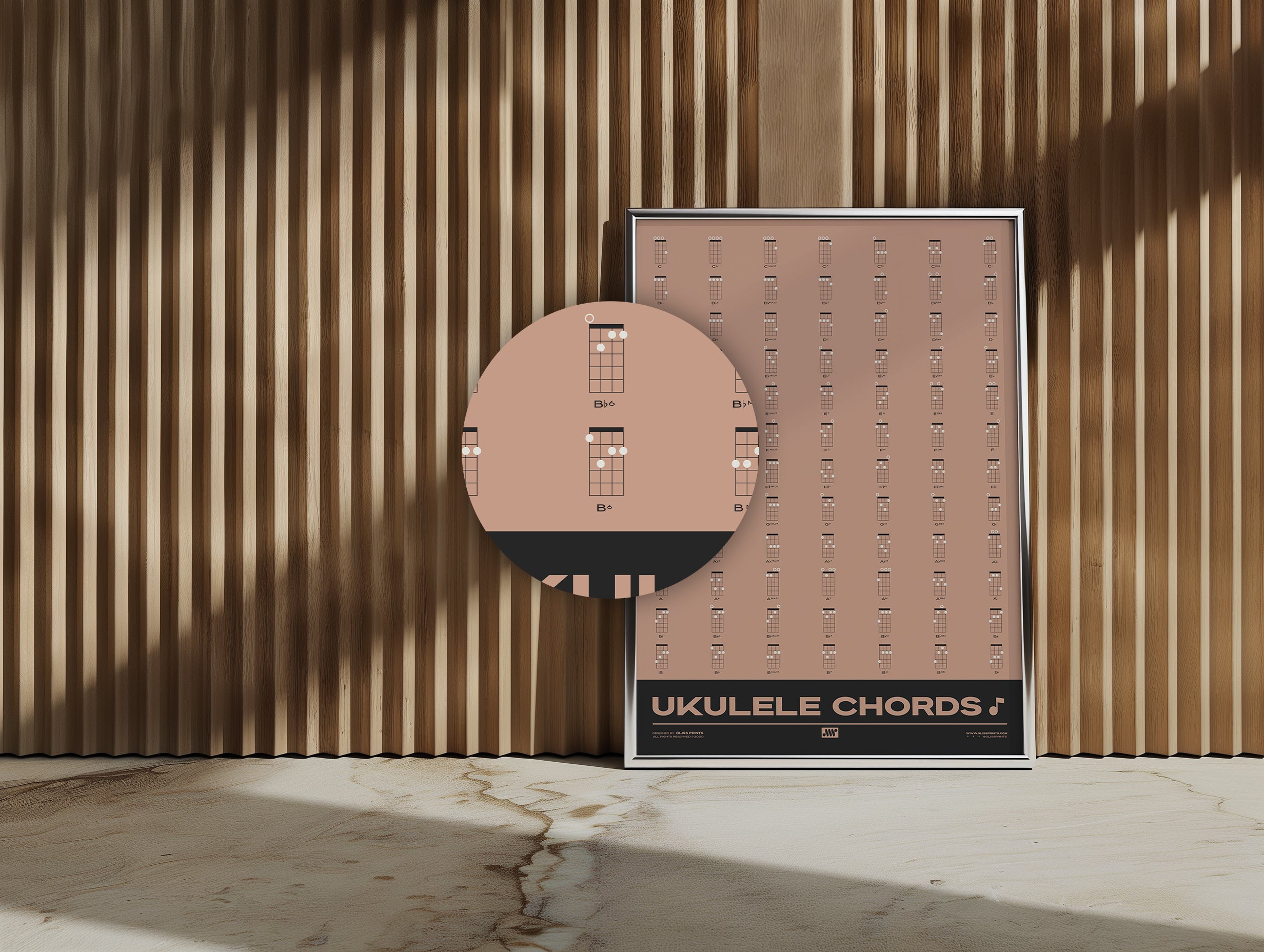 Ukulele Chord Chart, Pink