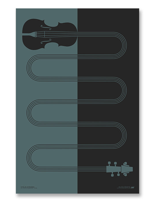 Violin Strings Art Print, Blue