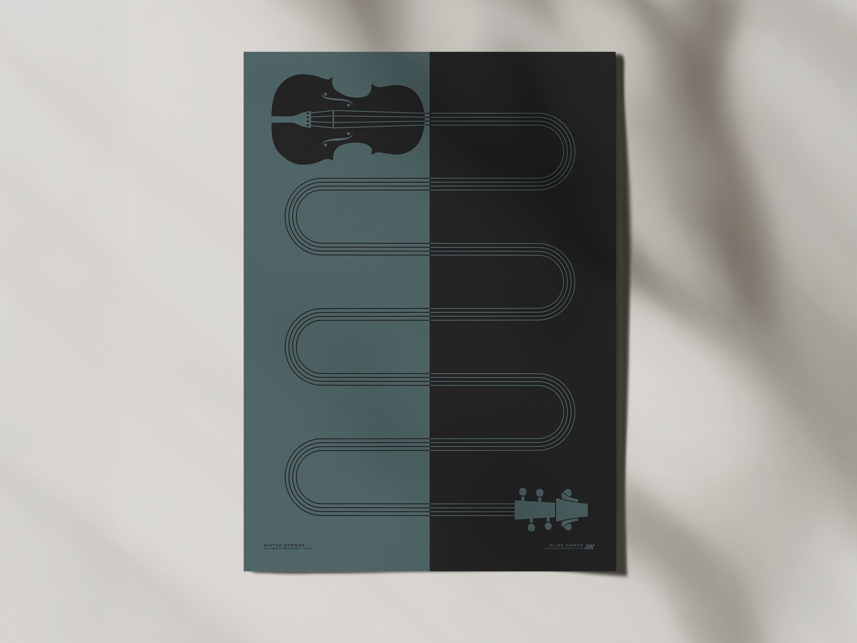 Violin Strings Art Print, Blue