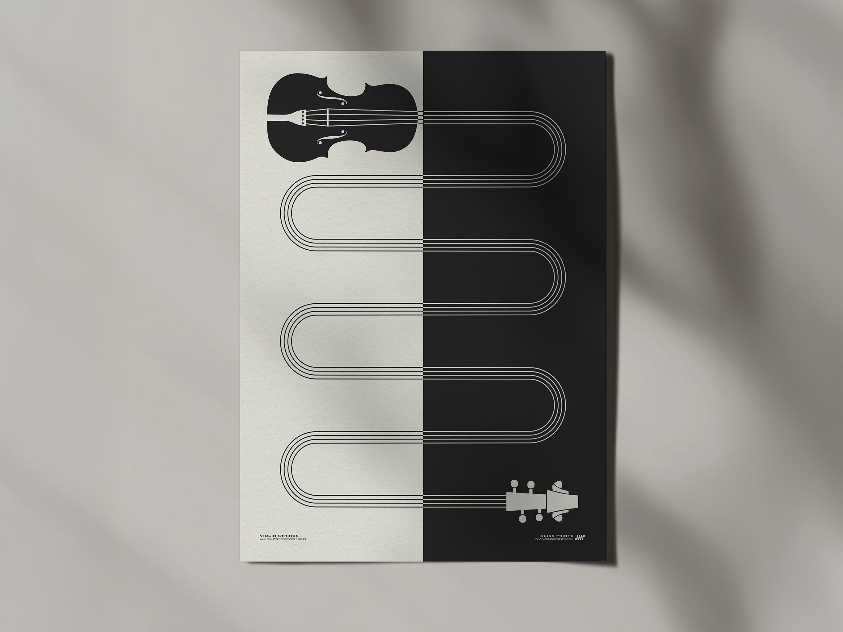 Violin Strings Print, Cream