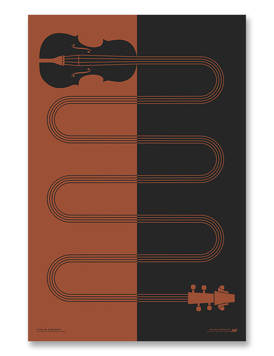 Violin Strings Art Print, Red