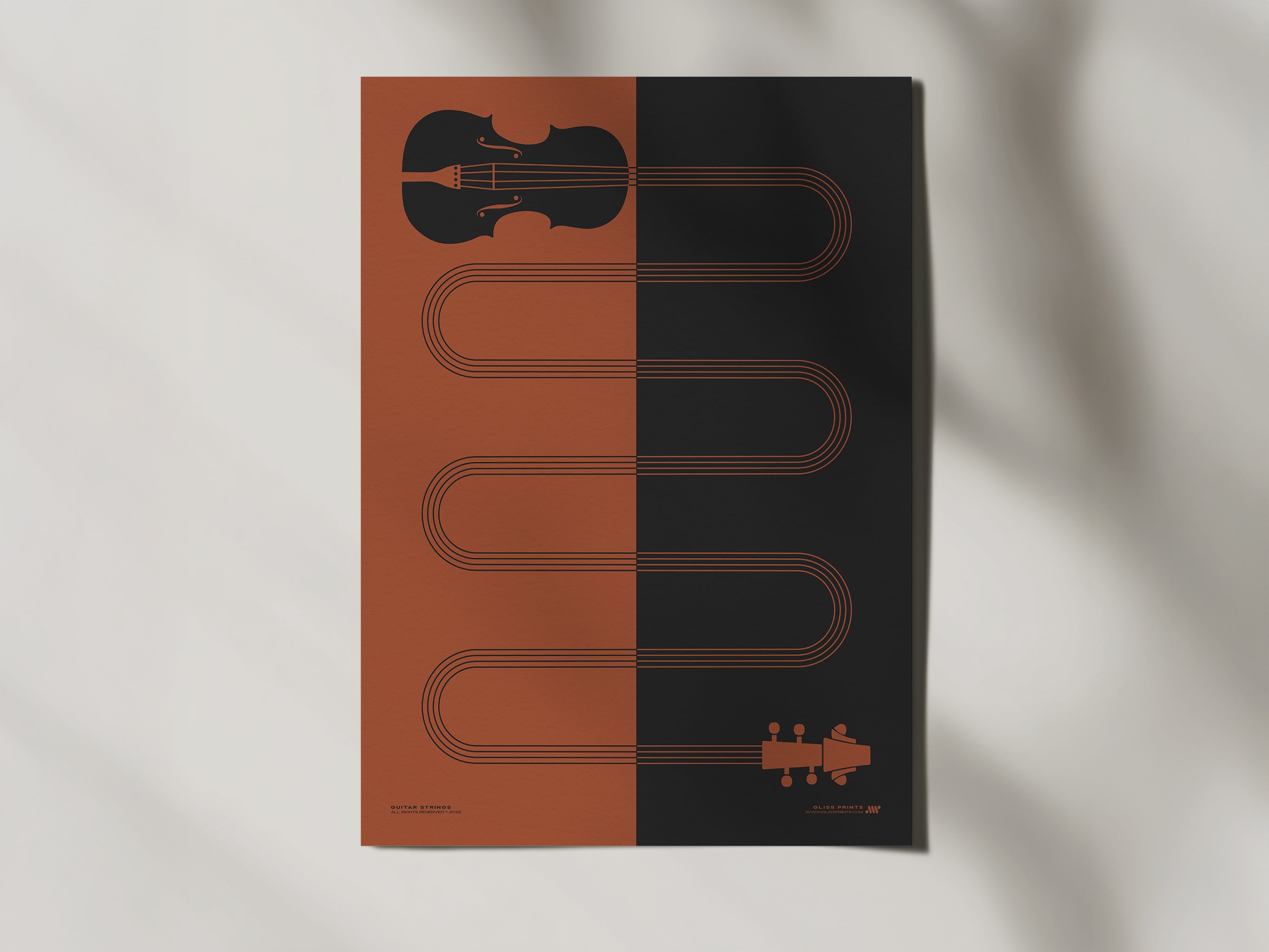 Violin Strings Art Print, Red
