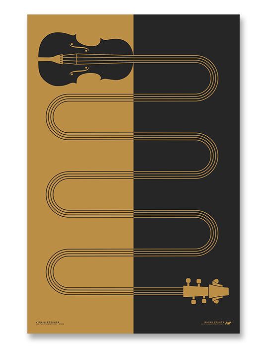 Violin Strings Art Print, Yellow