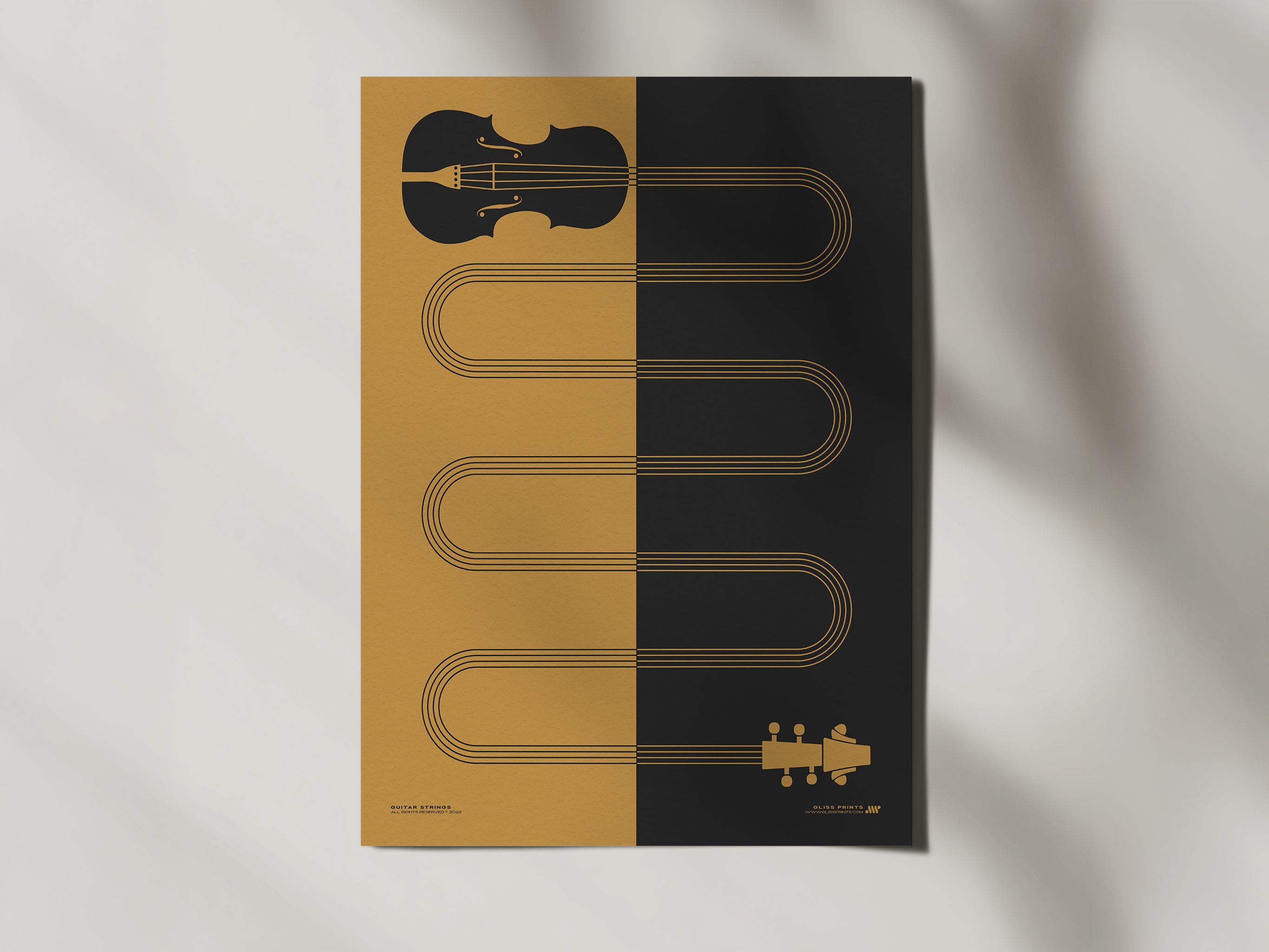 Violin Strings Art Print, Yellow