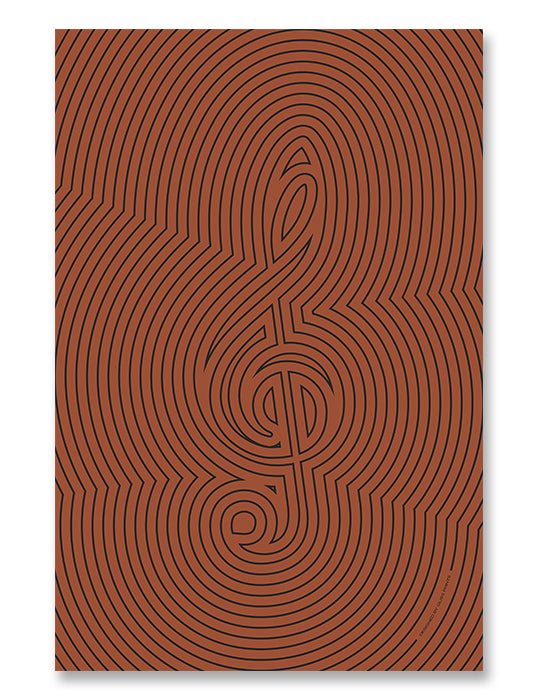 Treble Clef Poster, Striped Pattern Red