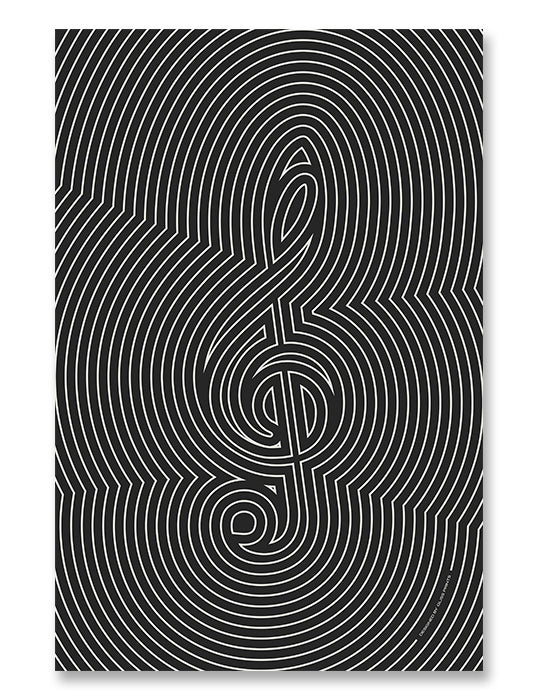 Treble Clef Poster, Striped Pattern in Black