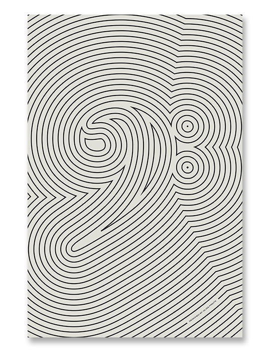 Bass Clef Poster, Striped Pattern in Cream